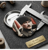 Mustafa kemal atatürk BÜYÜK BOY kaliteli baskı iğneli rozet