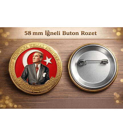 Mustafa kemal atatürk BÜYÜK BOY kaliteli baskı iğneli rozet