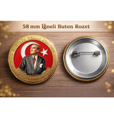 Mustafa kemal atatürk BÜYÜK BOY kaliteli baskı iğneli rozet
