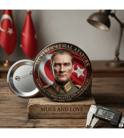 Mustafa kemal atatürk BÜYÜK BOY kaliteli baskı iğneli rozet