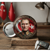 Mustafa kemal atatürk BÜYÜK BOY kaliteli baskı iğneli rozet