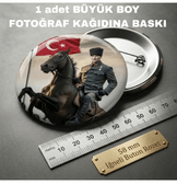 Mustafa kemal atatürk BÜYÜK BOY kaliteli baskı iğneli rozet