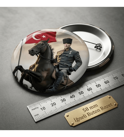 Mustafa kemal atatürk BÜYÜK BOY kaliteli baskı iğneli rozet