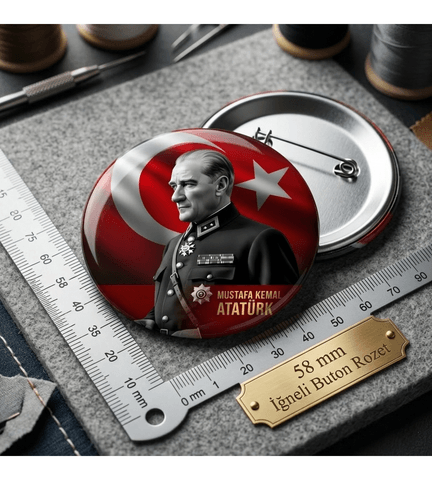 Mustafa kemal atatürk BÜYÜK BOY kaliteli baskı iğneli rozet