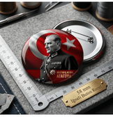 Mustafa kemal atatürk BÜYÜK BOY kaliteli baskı iğneli rozet