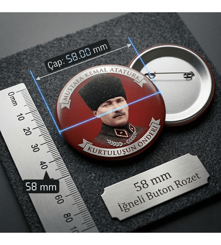 Mustafa kemal atatürk BÜYÜK BOY kaliteli baskı iğneli rozet