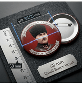 Mustafa kemal atatürk BÜYÜK BOY kaliteli baskı iğneli rozet
