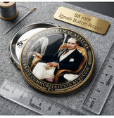 Mustafa kemal atatürk BÜYÜK BOY kaliteli baskı iğneli rozet