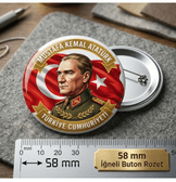 Mustafa kemal atatürk BÜYÜK BOY kaliteli baskı iğneli rozet