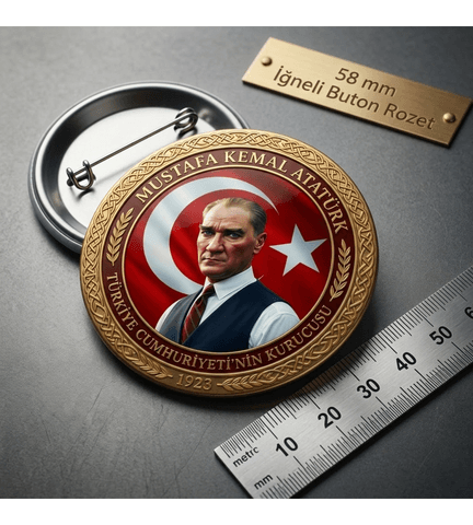 Mustafa kemal atatürk BÜYÜK BOY kaliteli baskı iğneli rozet