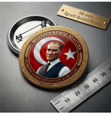 Mustafa kemal atatürk BÜYÜK BOY kaliteli baskı iğneli rozet