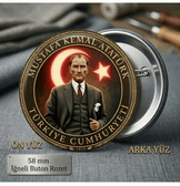 Mustafa kemal atatürk BÜYÜK BOY kaliteli baskı iğneli rozet