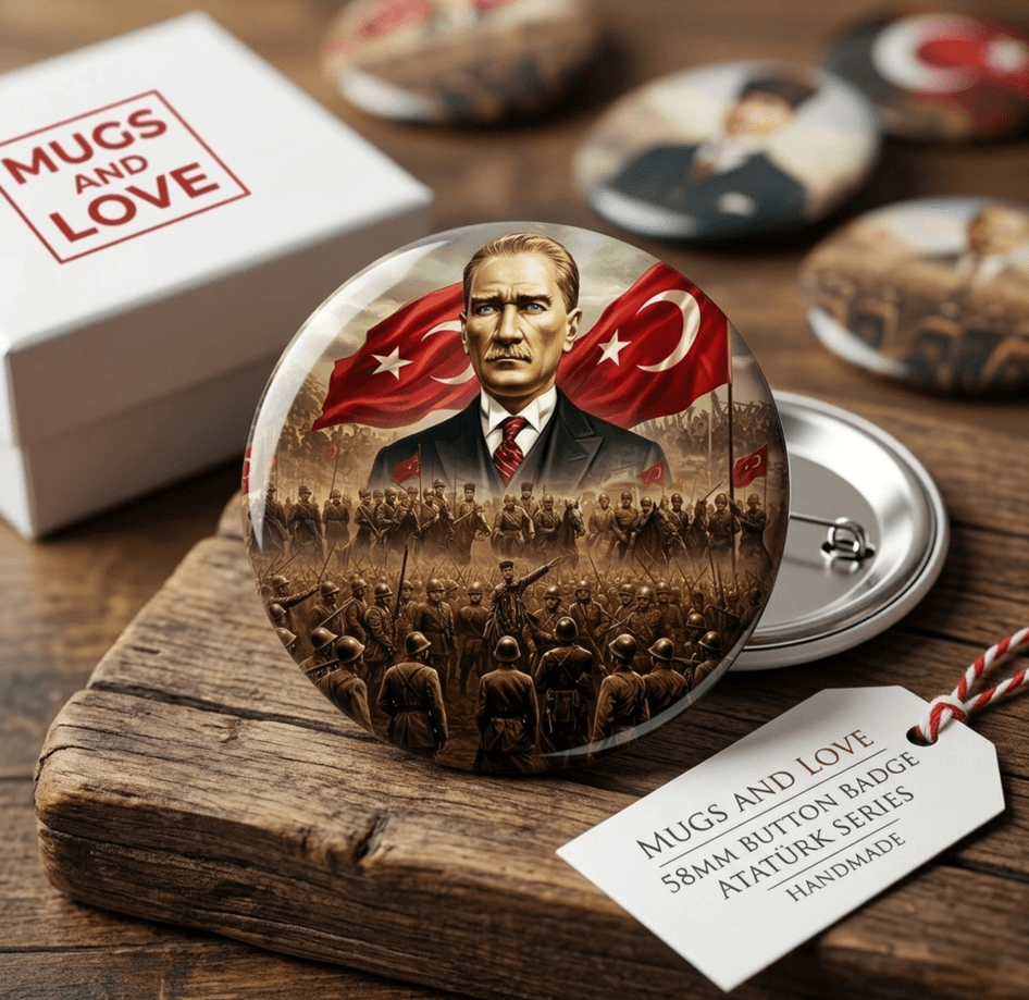 Mustafa kemal atatürk BÜYÜK BOY kaliteli baskı iğneli rozet