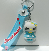 Hello kitty çiçekli mavi silikon lüks anahtarlık çanta aksesuar