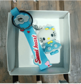 Hello kitty çiçekli mavi silikon lüks anahtarlık çanta aksesuar