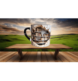 Kitaplık baskı kahve çay fincanı porselen hediyelik