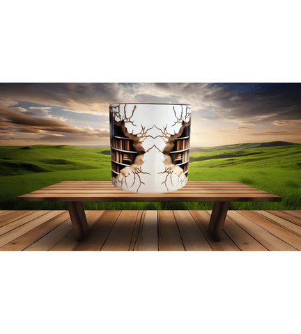 Kitaplık baskı kahve çay fincanı porselen hediyelik