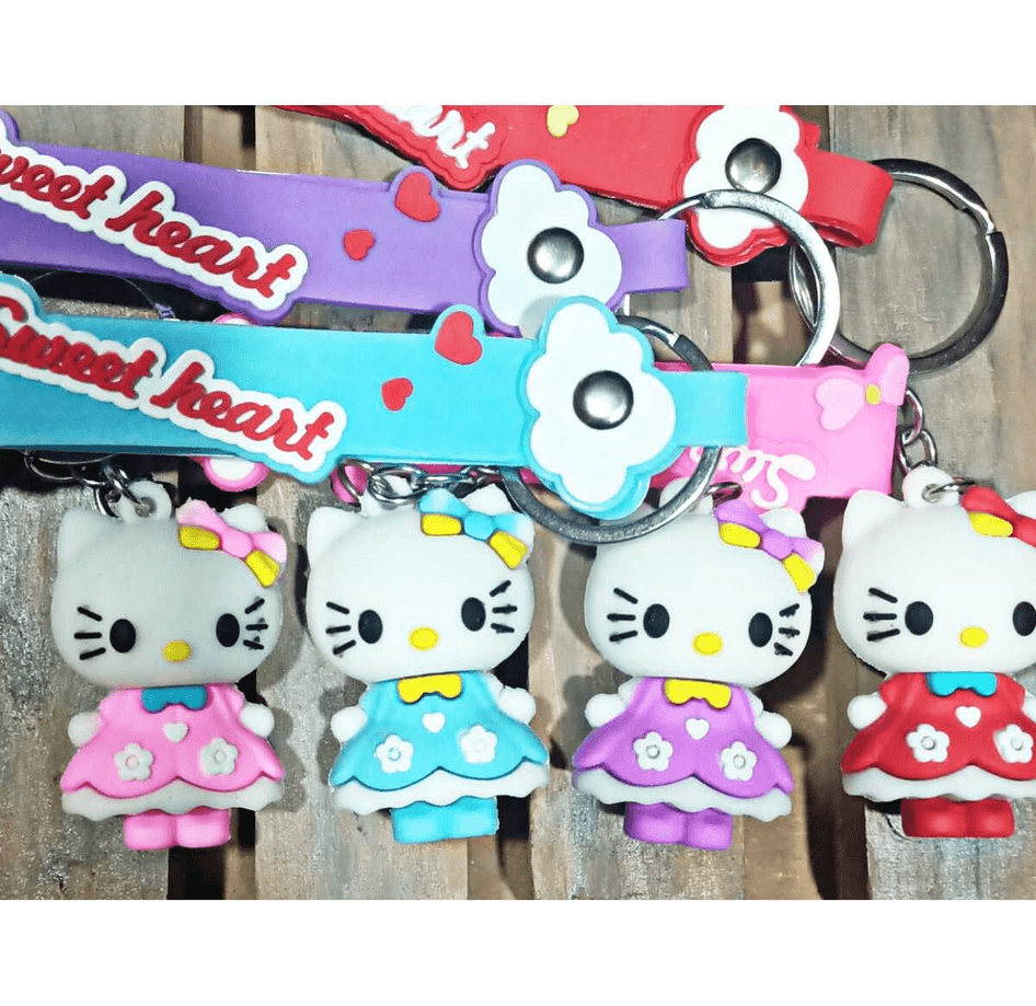 Hello kitty çiçekli mavi silikon lüks anahtarlık çanta aksesuar