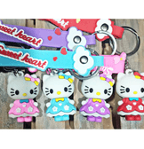 Hello kitty çiçekli mavi silikon lüks anahtarlık çanta aksesuar