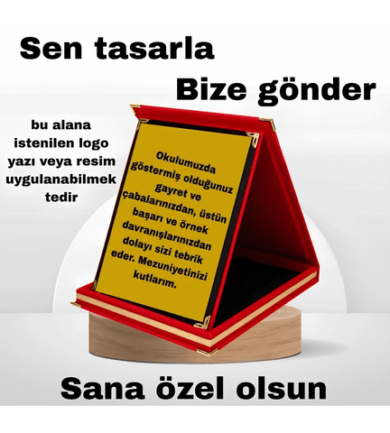 Kişiye özel 1 nci kalite kişiselleştirilebilir Sen tasarla Orta BOY KIRMIZI KADİFE PLAKET