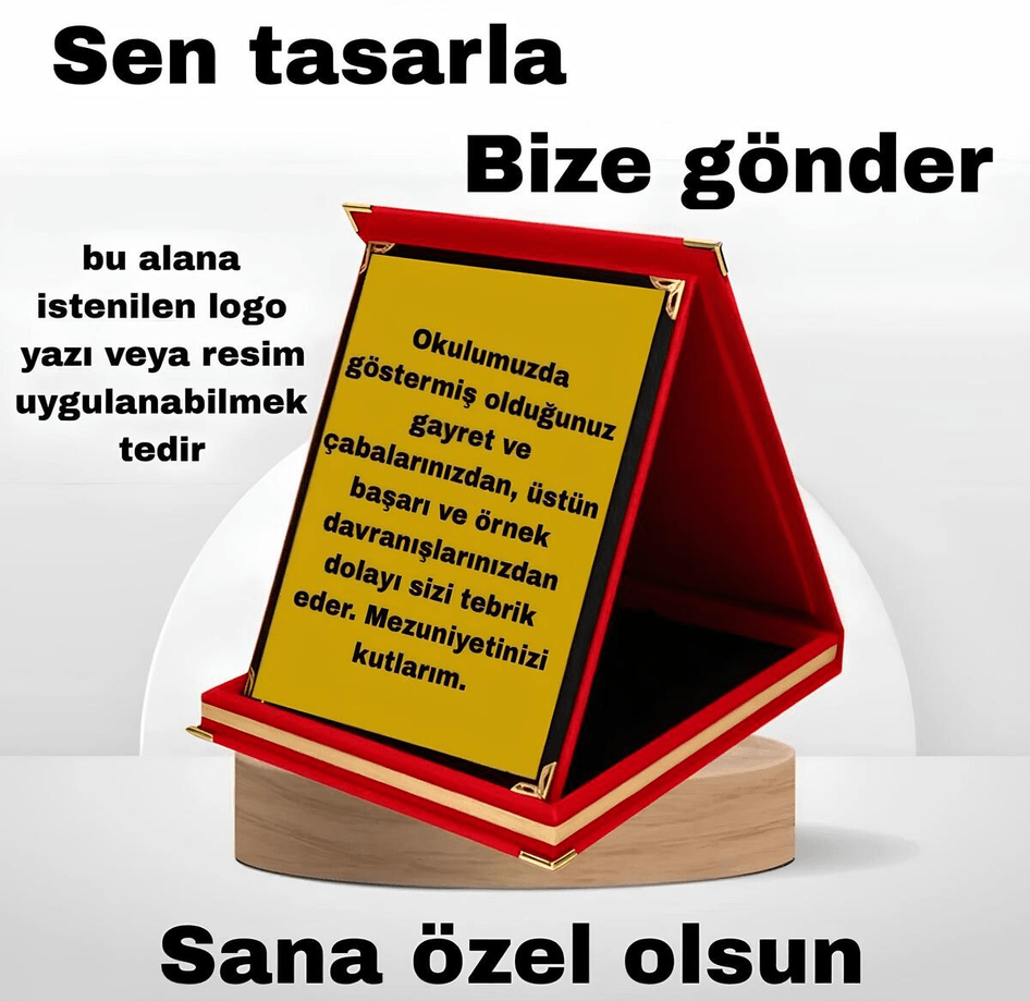 Kişiye özel 1 nci kalite kişiselleştirilebilir Sen tasarla Orta BOY KIRMIZI KADİFE PLAKET