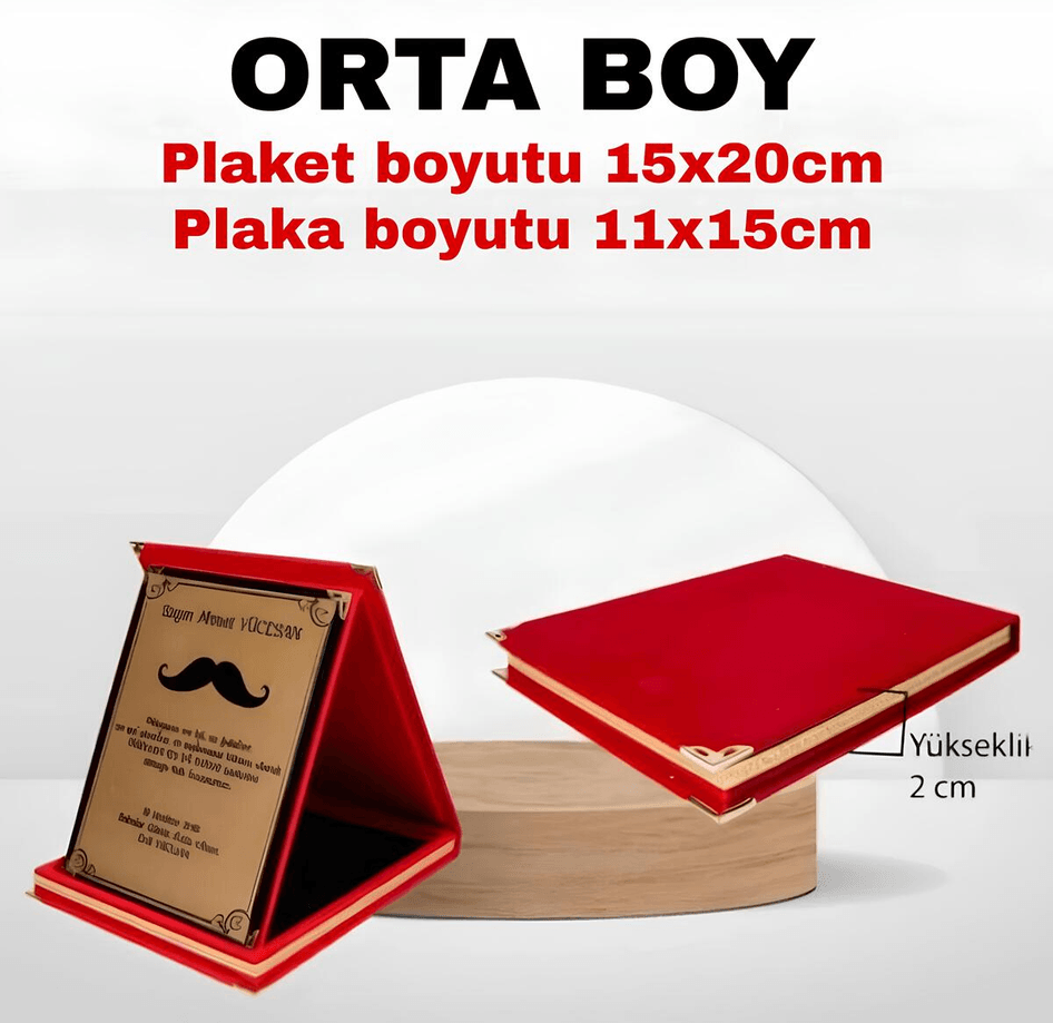 Kişiye özel 1 nci kalite kişiselleştirilebilir Sen tasarla Orta BOY KIRMIZI KADİFE PLAKET