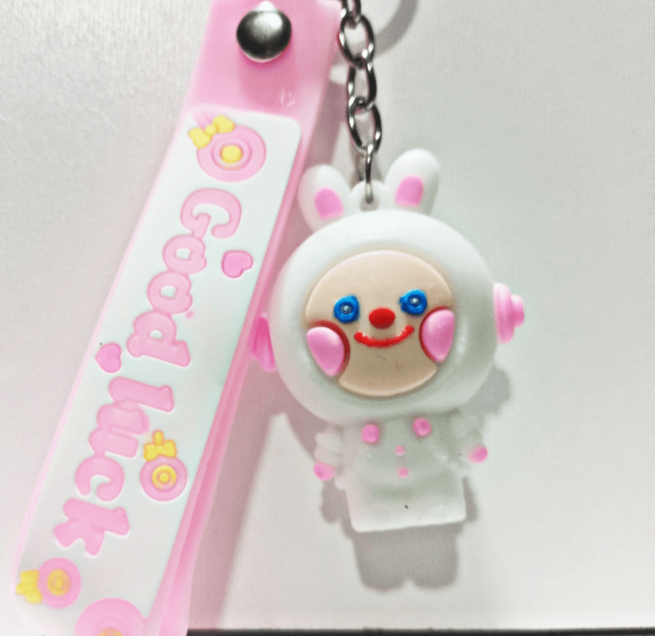 Sevimli tavşan pembe silikon lüks anahtarlık çanta aksesuar