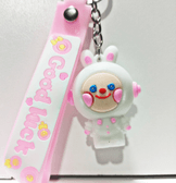 Sevimli tavşan pembe silikon lüks anahtarlık çanta aksesuar