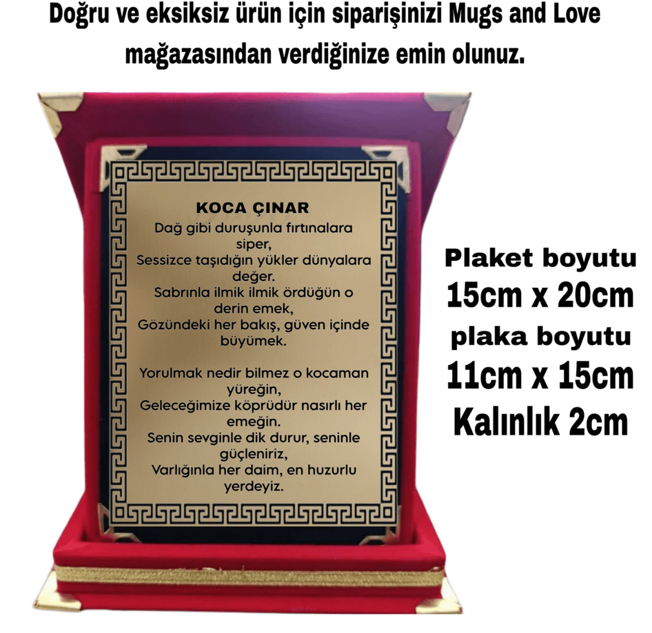 Babalar günü özel plaket, babaya en güzel hediye, baba anlamlı hediye orta boy plaket