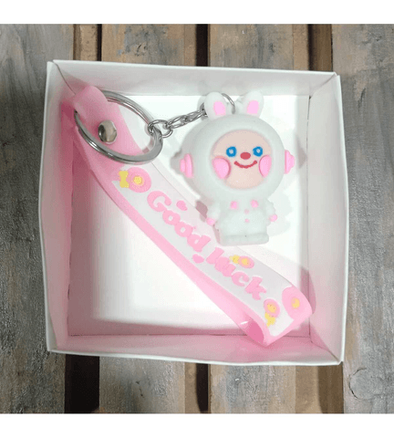 Sevimli tavşan pembe silikon lüks anahtarlık çanta aksesuar