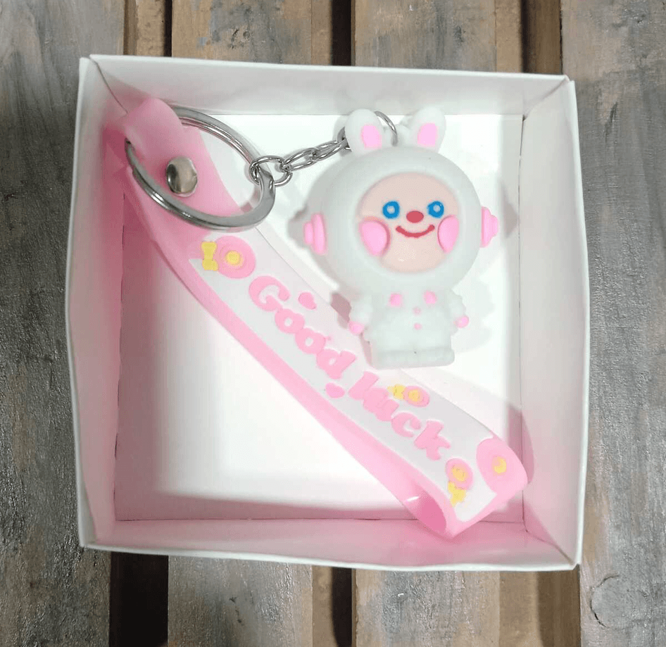 Sevimli tavşan pembe silikon lüks anahtarlık çanta aksesuar