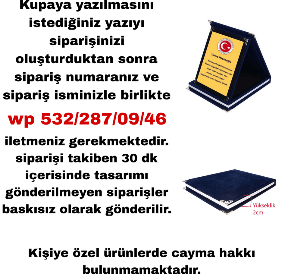 Kişiye özel plaket büyük boy mavi, lacivert plaket, resmi plaket