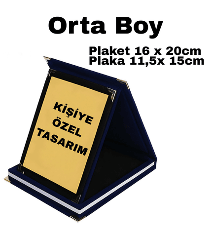 Kişiye özel plaket Orta Boy mavi, lacivert plaket, resmi plaket