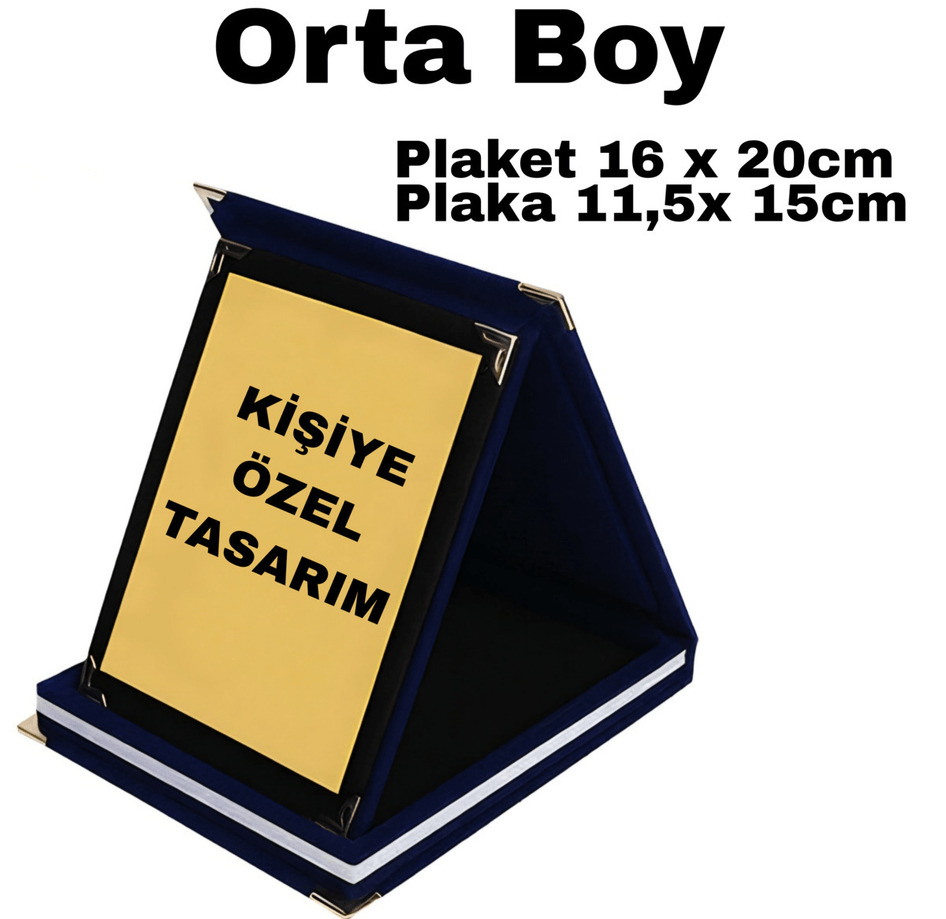 Kişiye özel plaket Orta Boy mavi, lacivert plaket, resmi plaket