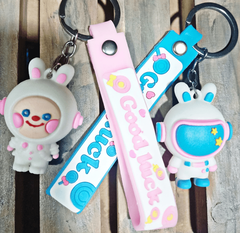 Sevimli tavşan pembe silikon lüks anahtarlık çanta aksesuar