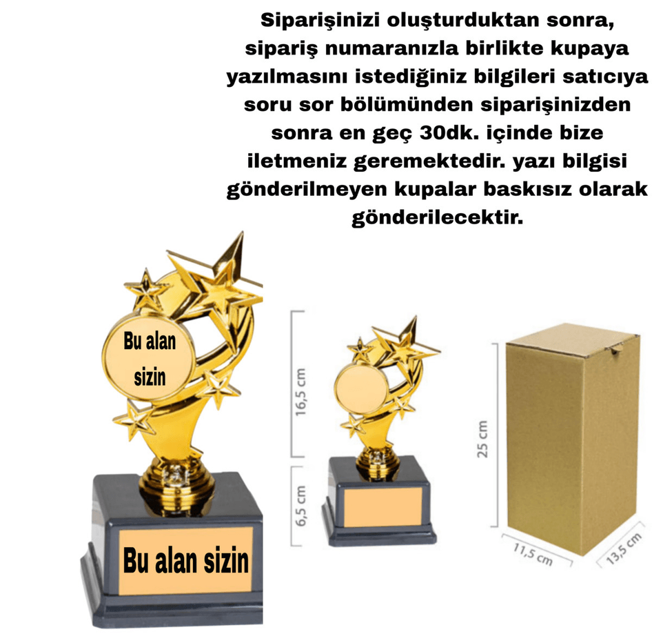 Kişiye özel orta boy ödül kupası