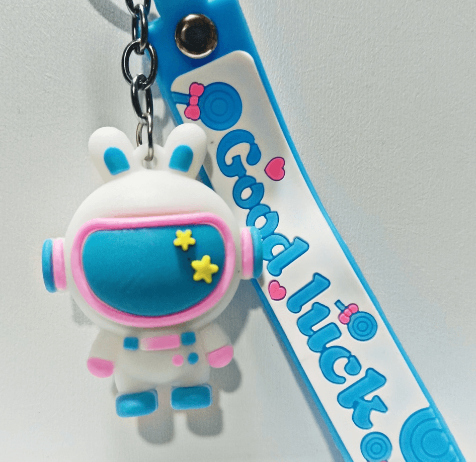 Sevimli tavşan mavi silikon lüks anahtarlık çanta aksesuar