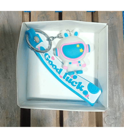 Sevimli tavşan mavi silikon lüks anahtarlık çanta aksesuar