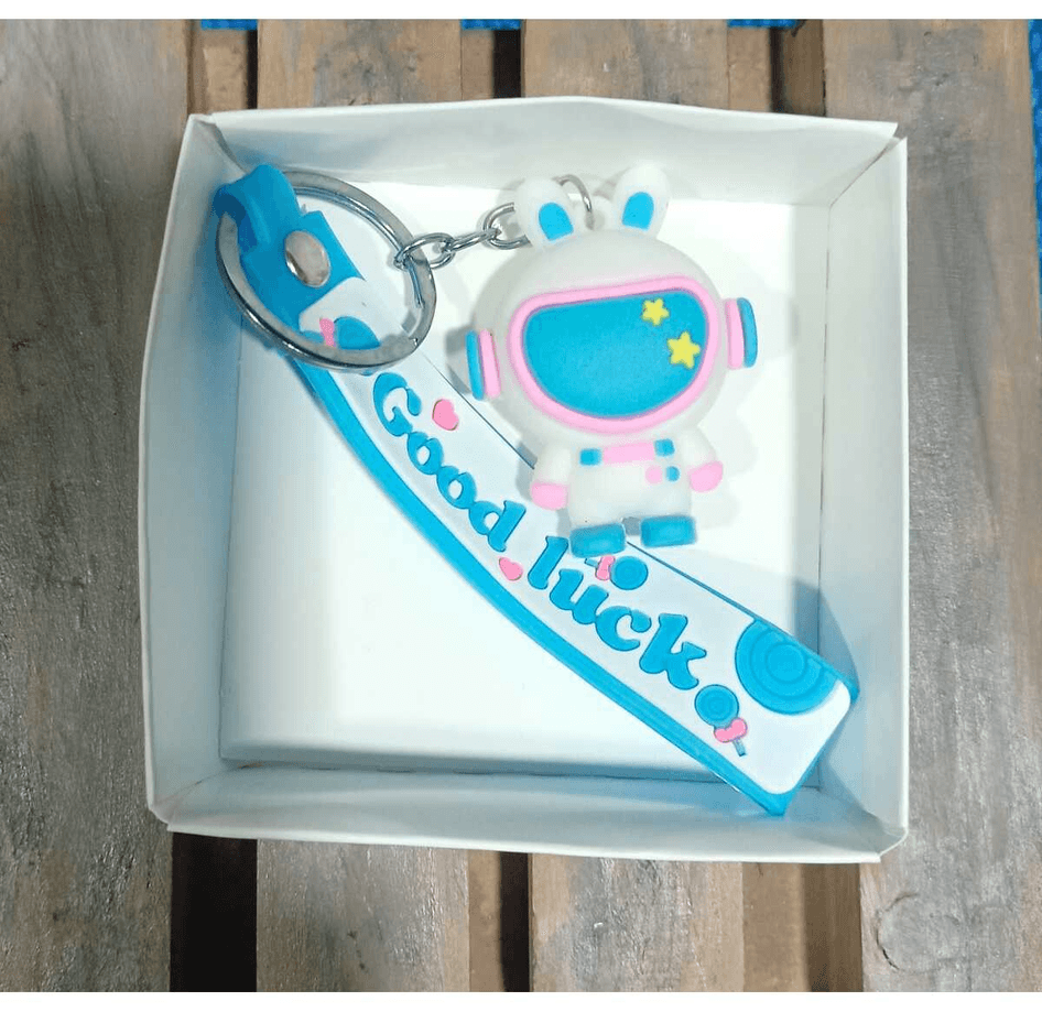 Sevimli tavşan mavi silikon lüks anahtarlık çanta aksesuar