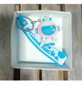 Sevimli tavşan mavi silikon lüks anahtarlık çanta aksesuar