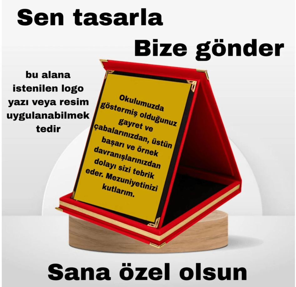Kişiye özel 1 nci kalite kişiselleştirilebilir Sen tasarla Küçük BOY KIRMIZI KADİFE PLAKET
