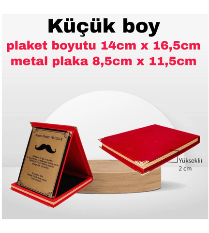 Kişiye özel 1 nci kalite kişiselleştirilebilir Sen tasarla Küçük BOY KIRMIZI KADİFE PLAKET