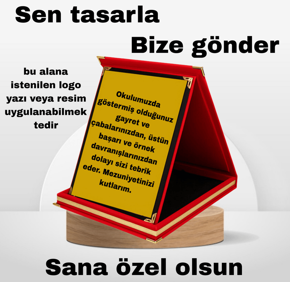 Kişiye özel 1 nci kalite kişiselleştirilebilir Sen tasarla BÜYÜK BOY KIRMIZI KADİFE PLAKET