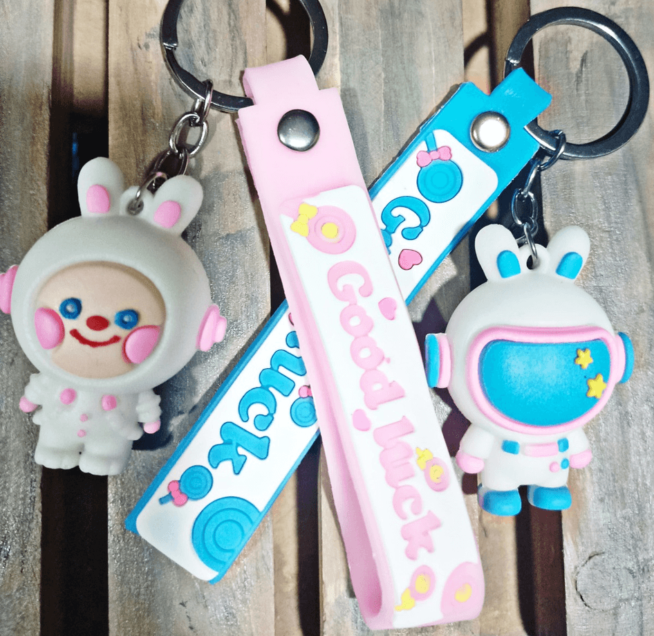 Sevimli tavşan mavi silikon lüks anahtarlık çanta aksesuar