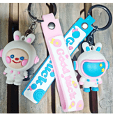 Sevimli tavşan mavi silikon lüks anahtarlık çanta aksesuar