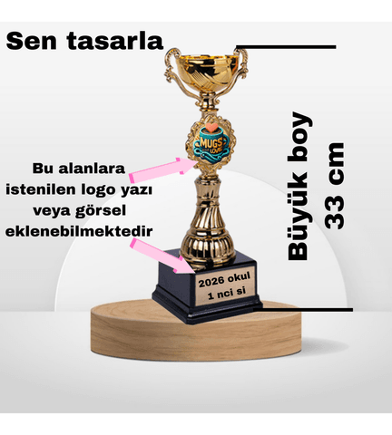 Kişiye özel 1 nci sınıf Büyük boy gold ödül kupası öğrenciye aileye arkadaşa sevgiliye hediyelik