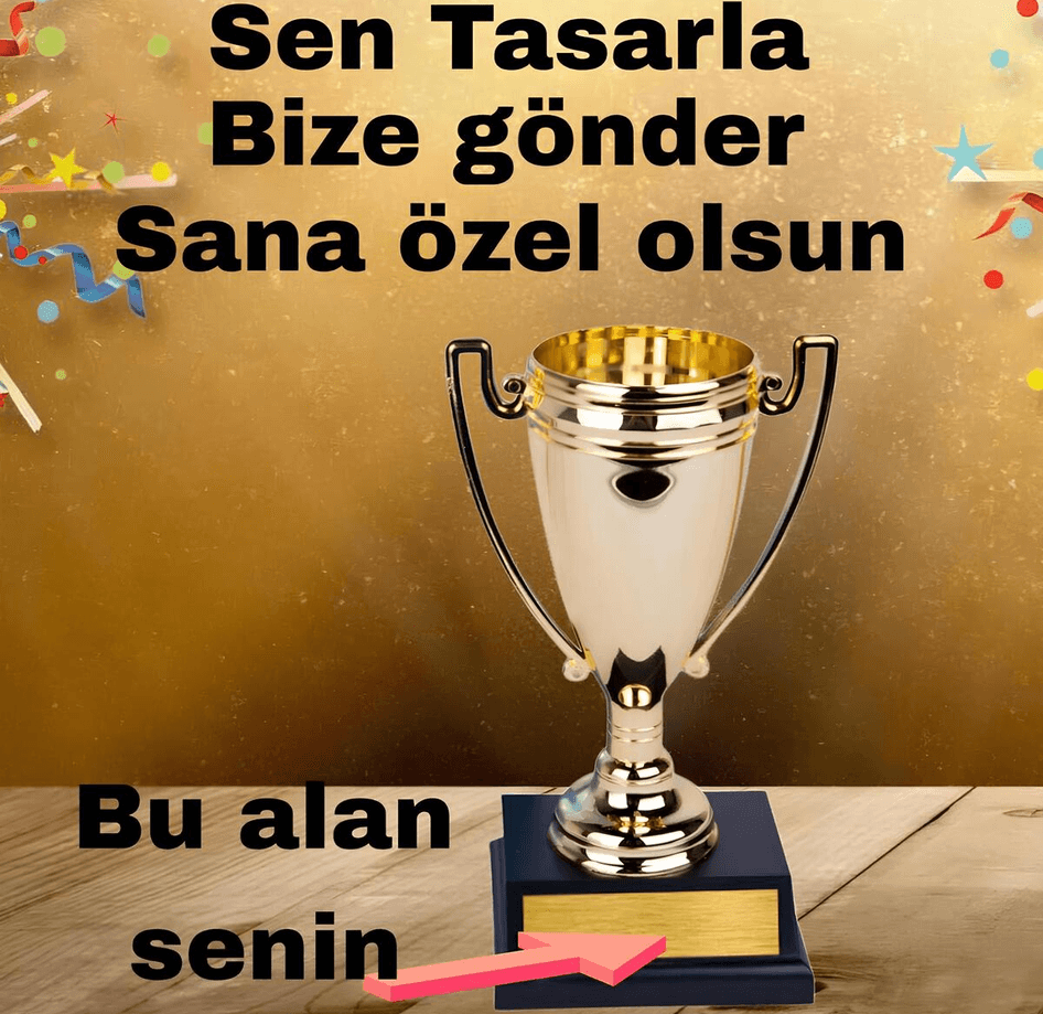 Kişiye özel Orta boy Sen tasarla kişiye özel şampiyon ödül kupası sevgiliye anneye arkadaşa hediye