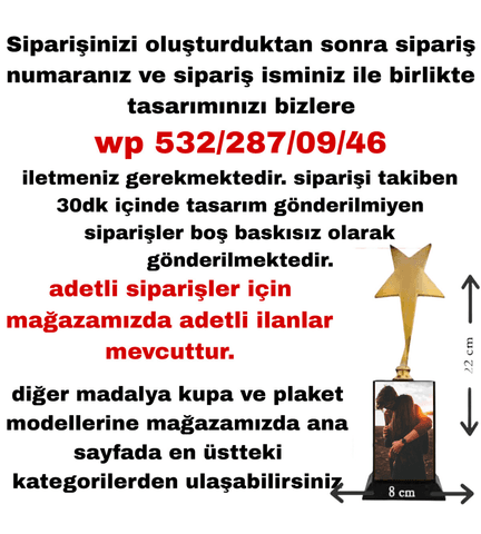 Kişiye özel Senin Tasarımın kişiye özel BÜYÜK BOY YILDIZ OSCAR ÖDÜL kupası