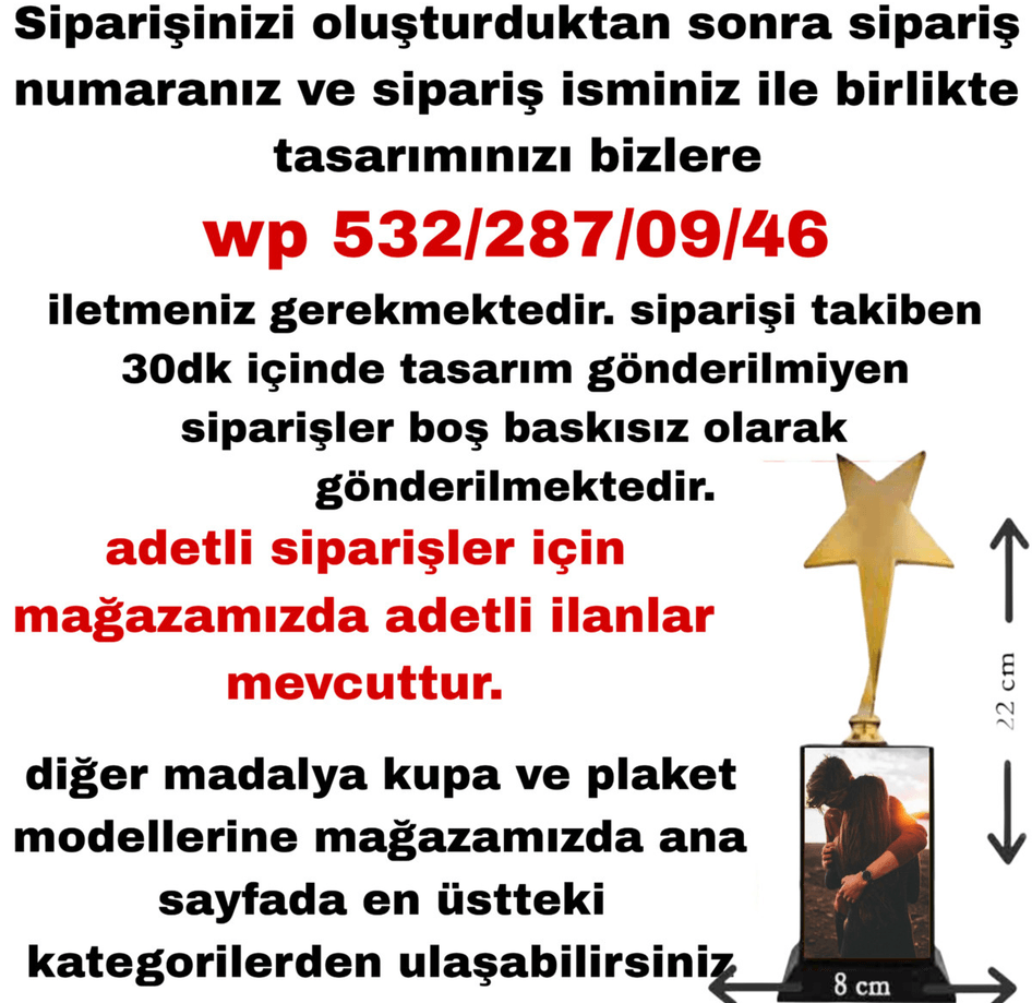 Kişiye özel Senin Tasarımın kişiye özel BÜYÜK BOY YILDIZ OSCAR ÖDÜL kupası