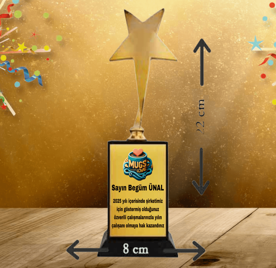Kişiye özel Senin Tasarımın kişiye özel BÜYÜK BOY YILDIZ OSCAR ÖDÜL kupası